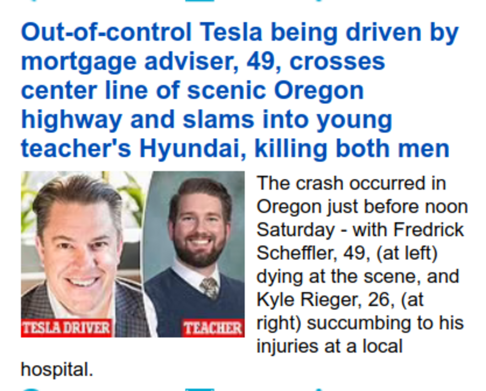 ANOTHER TESLA DEATH 5.30.22
Keywords: Rare Earth Mines Of Afghanistan, New America Foundation Corruption, Obama, Obama Campaign Finance, Obama FEC violations, Palo Alto Mafia, Paypal Mafia, Pelosi Corruption, Political bribes, Political Insider,  Eric Schmidts Sex Penthouse, SEC Investigation