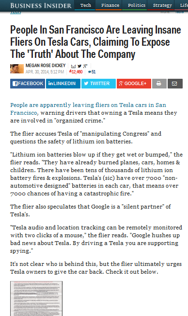 TESLA-FLYERS Elon Musk Corruption And Crappy Engineering Make Tesla Cars So Unsafe 
Keywords: Rare Earth Mines Of Afghanistan, New America Foundation Corruption, Obama, Obama Campaign Finance, Obama FEC violations, Palo Alto Mafia, Paypal Mafia, Pelosi Corruption, Political bribes, Political Insider,  Eric Schmidts Sex Penthouse, SEC Investigation