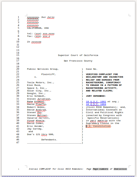 TESLA LAWSUIT 2.1 Tesla Cars Are Unsafe Corrupt Stock Scams Elon Musk Corruption And Crappy Engineering Make Tesla Cars So Unsafe 
Keywords: Rare Earth Mines Of Afghanistan, New America Foundation Corruption, Obama, Obama Campaign Finance, Obama FEC violations, Palo Alto Mafia, Paypal Mafia, Pelosi Corruption, Political bribes, Political Insider,  Eric Schmidts Sex Penthouse, SEC Investigation