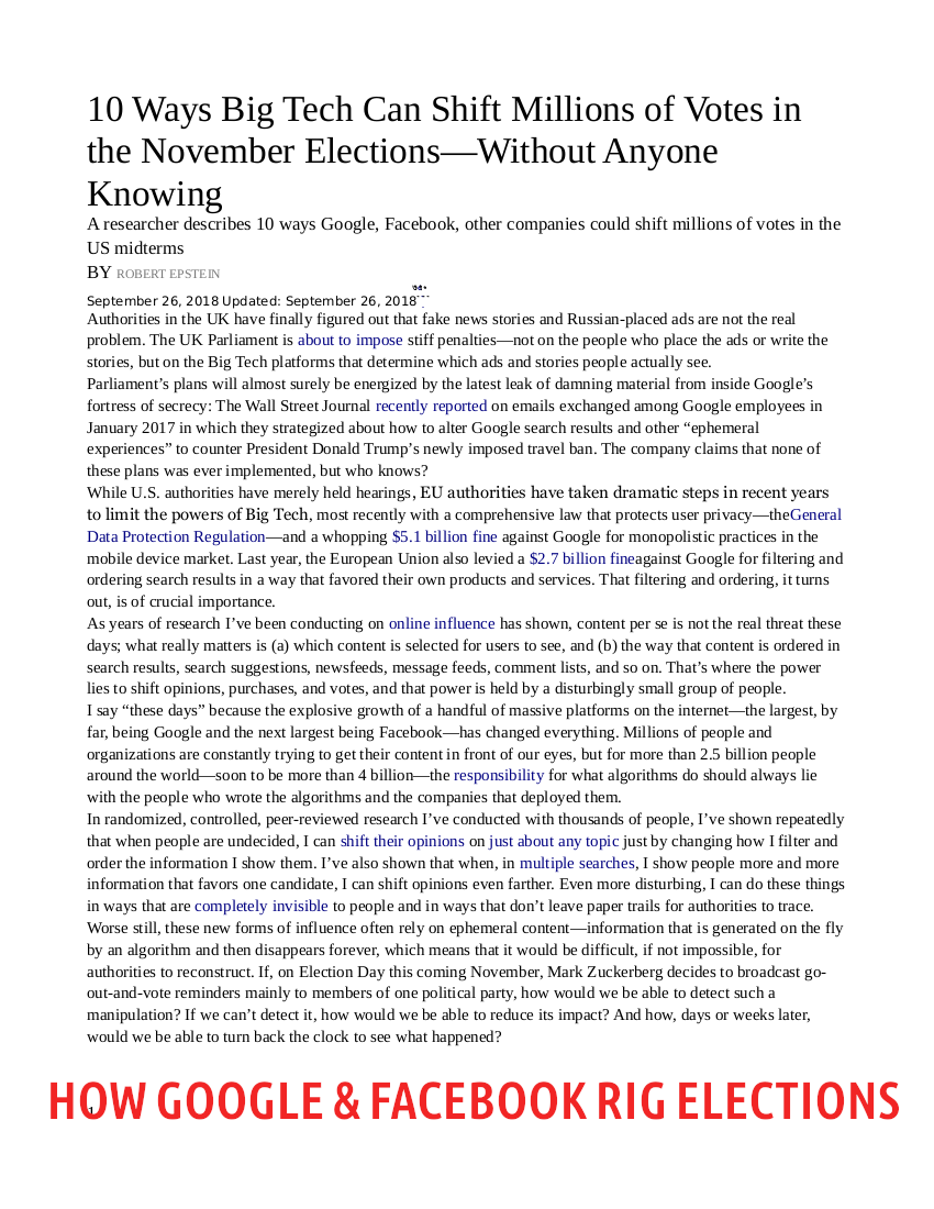 10 Ways Big Tech Can Shift Millions of Votes 1
Keywords: Rare Earth Mines Of Afghanistan, New America Foundation Corruption, Obama, Obama Campaign Finance, Obama FEC violations, Palo Alto Mafia, Paypal Mafia, Pelosi Corruption, Political bribes, Political Insider,  Eric Schmidts Sex Penthouse, SEC Investigation