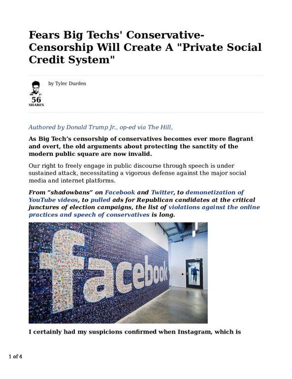 Fears-Big-Techs-Conservative-Censorship-Will-Create-A-_Private-Social-Credit-System_-pdf
Keywords: Rare Earth Mines Of Afghanistan, New America Foundation Corruption, Obama, Obama Campaign Finance, Obama FEC violations, Palo Alto Mafia, Paypal Mafia, Pelosi Corruption, Political bribes, Political Insider,  Eric Schmidts Sex Penthouse, SEC Investigation